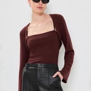 Reformation Chocolate Brown Sweater Bodysuit
